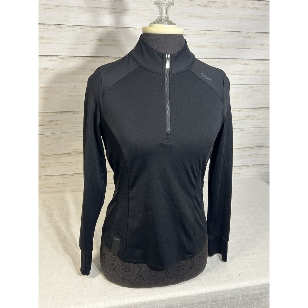 MINTY! UNRL Jacket Shirt Women SMALL Black Performa Fitted Half-Zip Stretch Golf